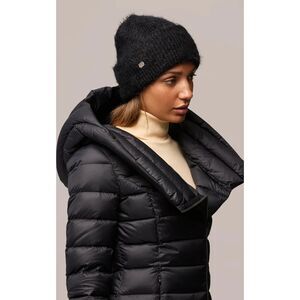 SOIA & KYO Hat Womens Beanie Black Fuzzy Knit Cuff Logo Winter JAYA